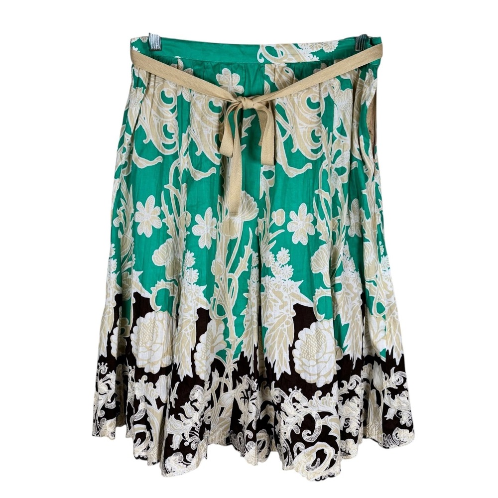Coldwater Creek Floral Boho Crinkle Cotton Skirt Sz M-PM Peasant Prairie Cottage